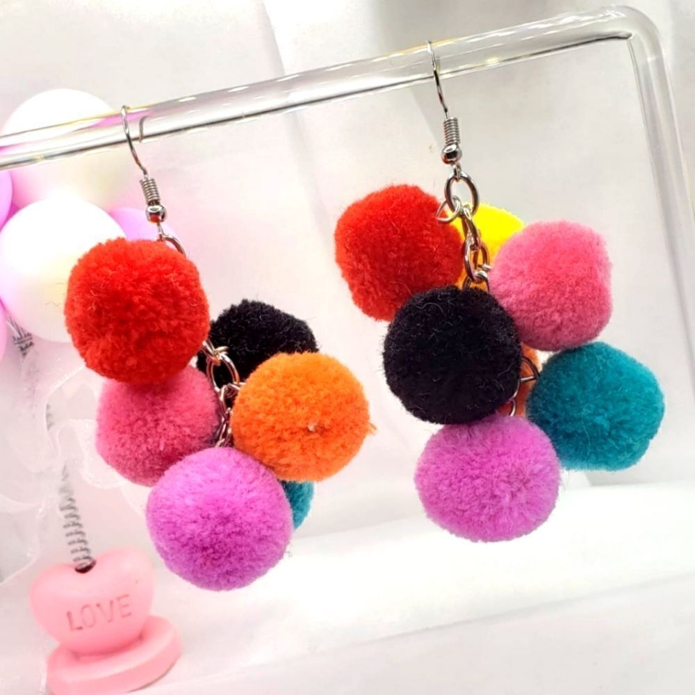 2/$20 Brand New Rainbow Soft Ball Earrings